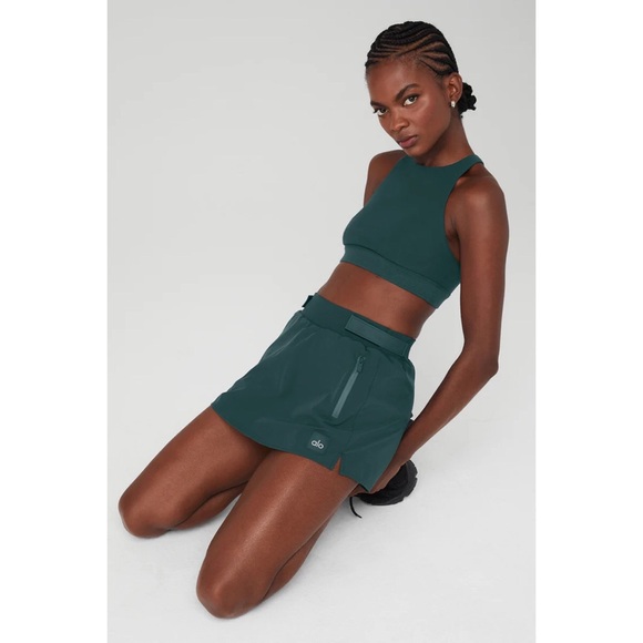 Alo Yoga High-Waist Elevation Mini Skirt Midnight Green L - Picture 6 of 13